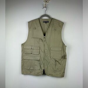 Lerros Tan Khaki Zip Front Tactical Cargo Hunting Hiking Vest, Size XL